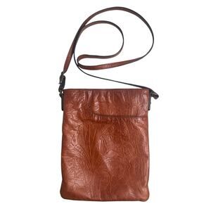 Margot New York Crossbody Bag Soft 100% Leather Purse Front Phone Pocket Floral